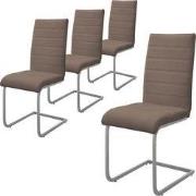 Set van 4 eetkamerstoelen slede met rugleuning bruin kunstleer bekledi...