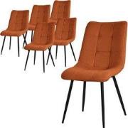 Eetkamerstoelen set van 6 oranje keukenstoelen met polyester hoes en s...
