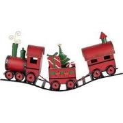 Clayre & Eef Kerstdecoratie Beeld Trein 63x13x31 cm Rood Metaal