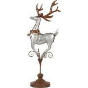 Clayre & Eef Decoratie Beeld Hert 24x24x68 cm Grijs Metaal