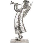 Clayre & Eef Kerstdecoratie Beeld Engel 30x15x50 cm Zilverkleurig Meta...