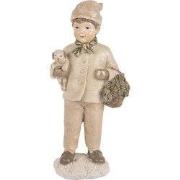 Clayre & Eef Decoratie Beeld Kind 9x7x18 cm Beige Kunststof