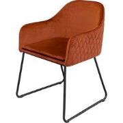 Livingfurn - Eetkamerstoel Benthe Rust Copper Velvet - Stof - 57x48x82