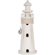 Clayre & Eef Decoratie Beeld Vuurtoren Ø 10x30 cm Wit MDF