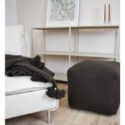 Vierkante Poef van stof - Handgemaakt - Donkerbruin - Gemaakt uit Wol ...