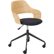 NOVATO - Bureaustoel - Lichthout/Zwart - Linnen