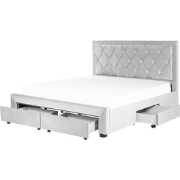 LIEVIN - Bed met opbergruimte - Lichtgrijs - 180 x 200 cm - Fluweel