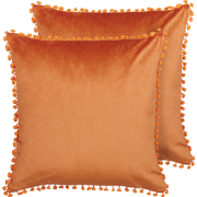 AERANGIS  - Sierkussen set van 2 - Oranje - 45 x 45 cm - Fluweel