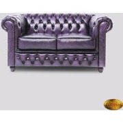 Chesterfield Bank Original Leer | 1 + 1 + 3 zits | Antiek Paars | 12 j...