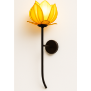 Fine Asianliving Chinese Wandlamp Lotus Zijde Geel B30xD33xH102cm