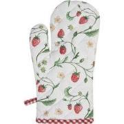 Clayre & Eef Ovenwant 18x30 cm Wit Rood Katoen Aardbeien
