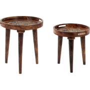 ASTAI - Bijzettafel set - Donkere houtkleur - Mangohout