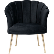 Luxe Velvet Schelp Fauteuil Mila Zwart | Gouden Poten
