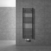 Badkamer radiator middenaansluiting 400x1200 mm antraciet recht met Lu...