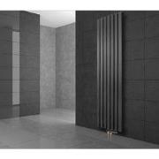 Badkamerradiator Stella 370x1400 mm antraciet met vloeraansluitset