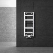 Badkamer radiator middenaansluiting 300x800 mm wit recht met wandaansl...