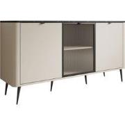 Meubella - Dressoir Mace - Beige - 160 cm - Met glas