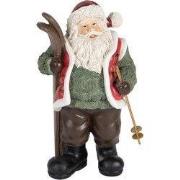 Clayre & Eef Kerstdecoratie Beeld Kerstman 15x11x25 cm Groen Rood Kuns...