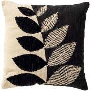 DANEE - sierkussen 45x45 cm - bladmotief - gerecycled - Raven - zwart
