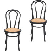 Beukenhouten en zwarte rotan stoelen Troquet - Set van 2