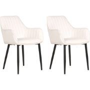 WELLSTON - Eetkamerstoel set van 2 - Gebroken wit - Fluweel
