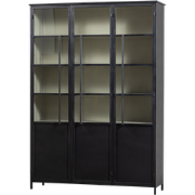WOOOD Exhibit 3-deurs Vitrinekast XL - Metaal - Zwart - 200x140x44 cm
