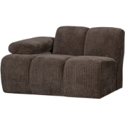 WOOOD Mojo 1-Zits Bank Met Arm Links - Ribstof - Bruin - 74x120x97