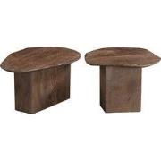 Salontafel Mangohout Bruin - Set Van 2 - 70x60x35cm - Jinte