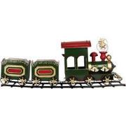 Clayre & Eef Kerstdecoratie Beeld Trein 77x15x31 cm Groen Metaal