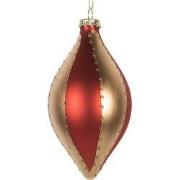 Clayre & Eef Kerstbal Ø 8x15 cm Goudkleurig Rood Glas
