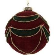 Clayre & Eef Kerstbal Ø 8x8 cm Rood Groen Glas