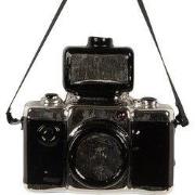 Clayre & Eef Kersthanger Fotocamera 9x5x9 cm Zilverkleurig Glas