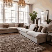 Hoogpolig vloerkleed Fender taupe - Polyester - 200 x 290 cm - (L)