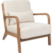 SKOVDE - Fauteuil - Lichtbeige - Rubberhout