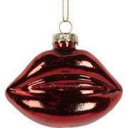 Clayre & Eef Kersthanger Mond 8x4x7 cm Rood Glas