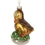 Clayre & Eef Kersthanger Eend 6x5x11 cm Bruin Glas