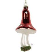 Clayre & Eef Kersthanger Paddenstoel Ø 6x12 cm Rood Glas