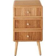 Nachtkastje met 3 lades en latteneffect front H71 cm - AVA
