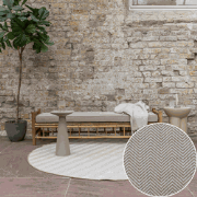 Rond Jute buitenkleed Naturel ZigZag Beige - Polypropyleen