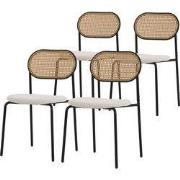 Eetkamerstoel set van 4 beige tot 120 kg rotan rugleuning ML-Design