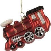 Clayre & Eef Kersthanger Trein 10x4x5 cm Rood Glas