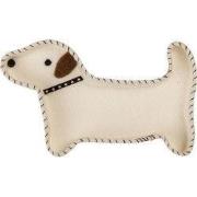 Clayre & Eef Decoratie schaal Hond 20x13x3 cm Wit Vilt