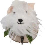 Clayre & Eef Wandhaak Hond 11x15x14 cm Wit Vilt