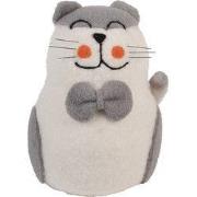 Clayre & Eef Decoratie Beeld Kat 14x14x20 cm Wit Vilt