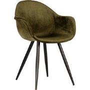 LABEL51 Eetkamerstoel Forli - Army green - Fluweel - Zwart Metalen Fra...