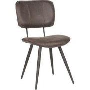 LABEL51 Eetkamerstoel Fos - Antraciet - Leder - Black Frame