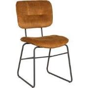 LABEL51 Eetkamerstoel Dez - Oker - Velours - Zwart Metalen Frame