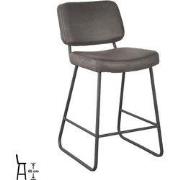 LABEL51 Barkruk Noah - Antraciet - Micro Suede - Zithoogte 65