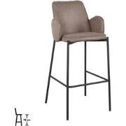 LABEL51 Barkruk Joni - Taupe - Micro Suede - Hoog