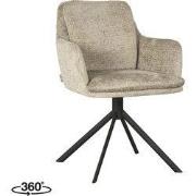 LABEL51 Eetkamerstoel Joy - Beige - Elegance - Zwart Metalen Frame